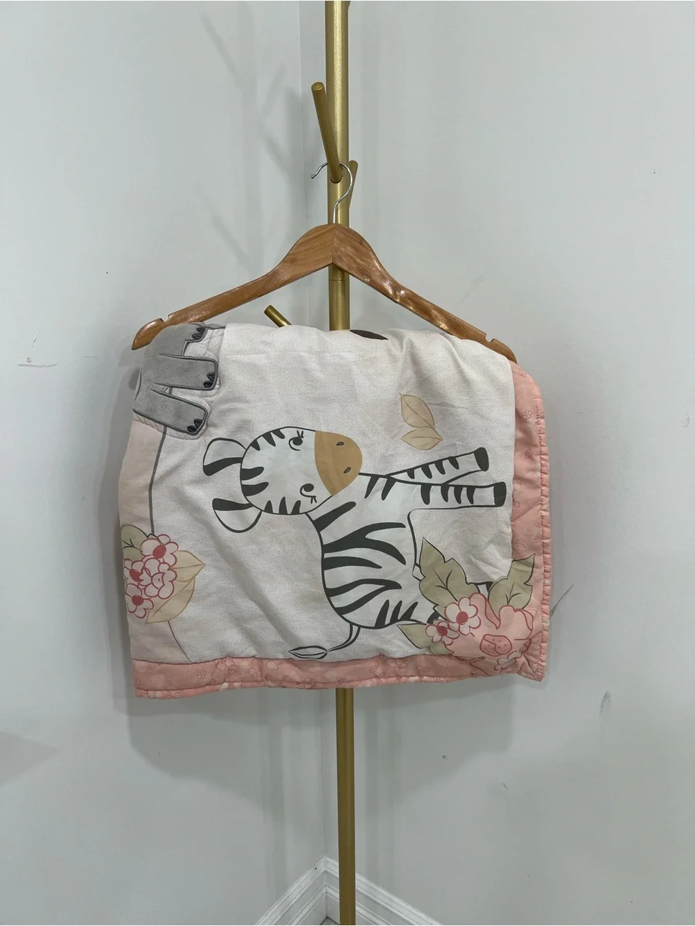 Baby Zebra Print Quilted Throw - Unbranded Pink & White